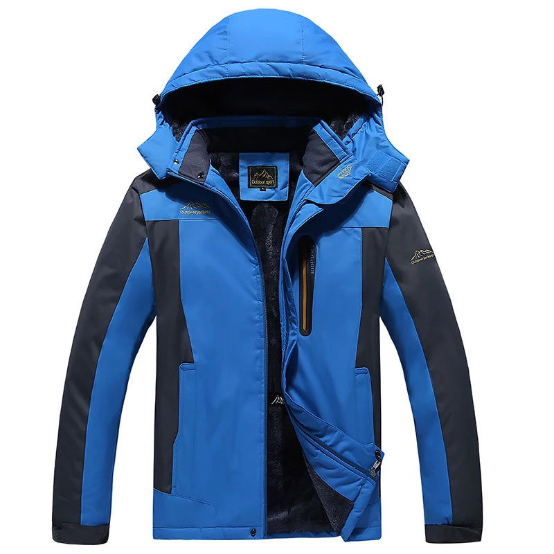 Winter Men's Mountaineering Jacket Outdoor Waterproof Fleece-lined Thickened Warm Hooded Coat Fashion Brand Men's Windbreaker himalipasal