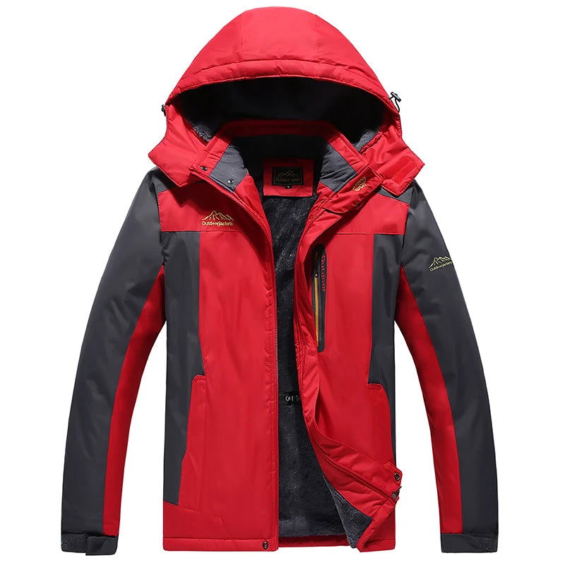 Winter Men's Mountaineering Jacket Outdoor Waterproof Fleece-lined Thickened Warm Hooded Coat Fashion Brand Men's Windbreaker himalipasal