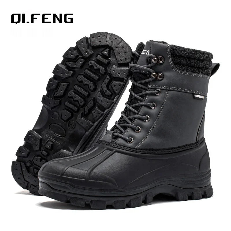 Winter New Outdoor Anti Slip Wear Resistant Snow Boots Men's Work Warm High Top Plush Boots Mountaineering Hiking Touring Shoes himalipasal