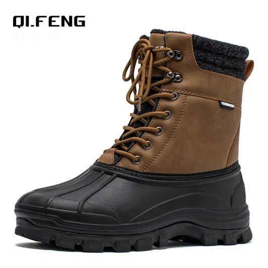 Winter New Outdoor Anti Slip Wear Resistant Snow Boots Men's Work Warm High Top Plush Boots Mountaineering Hiking Touring Shoes himalipasal