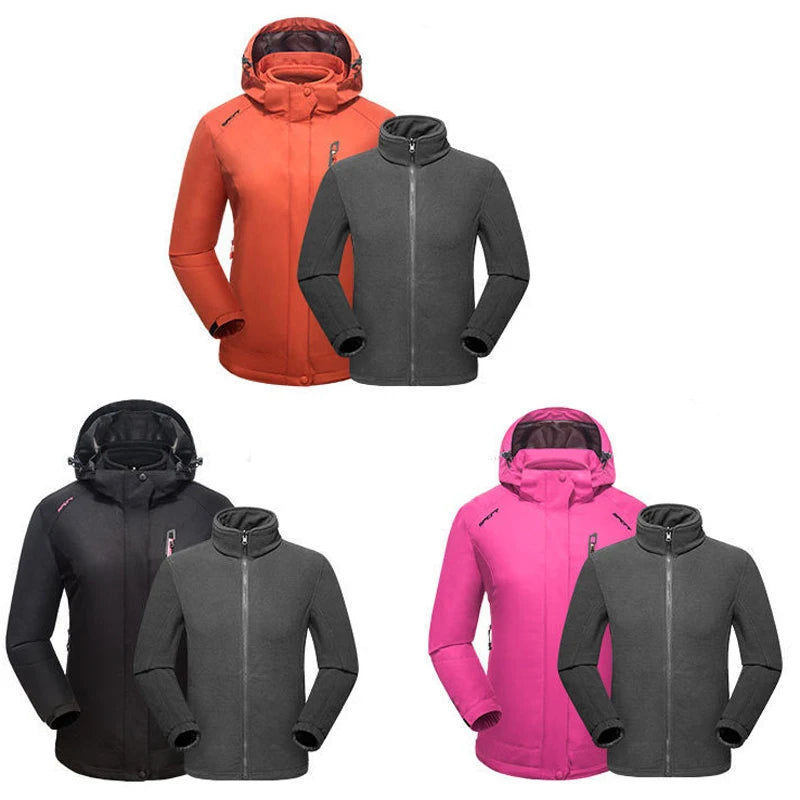 Women Hiking Jacket 3 in 1 Outdoor Windbreaker Winter Lady Warm Coat Polar Fleece Lining 2 Pieces 2 in 1 Trekking Camping Jacket himalipasal