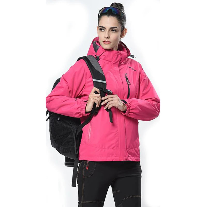 Women Hiking Jacket 3 in 1 Outdoor Windbreaker Winter Lady Warm Coat Polar Fleece Lining 2 Pieces 2 in 1 Trekking Camping Jacket himalipasal