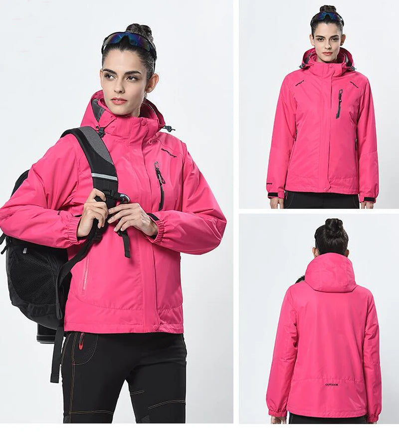 Women Hiking Jacket 3 in 1 Outdoor Windbreaker Winter Lady Warm Coat Polar Fleece Lining 2 Pieces 2 in 1 Trekking Camping Jacket himalipasal