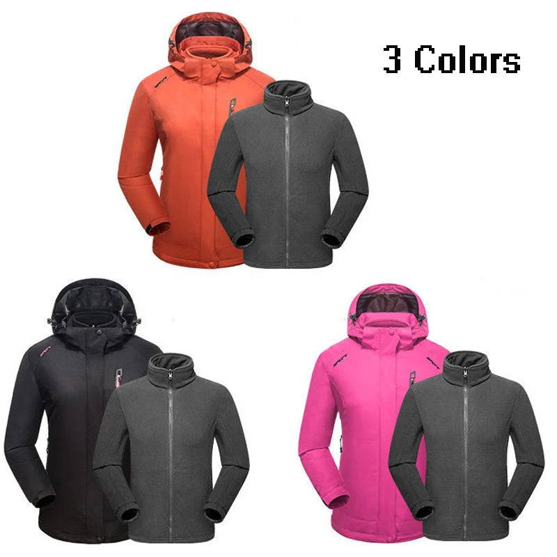 Women Hiking Jacket 3 in 1 Outdoor Windbreaker Winter Lady Warm Coat Polar Fleece Lining 2 Pieces 2 in 1 Trekking Camping Jacket himalipasal