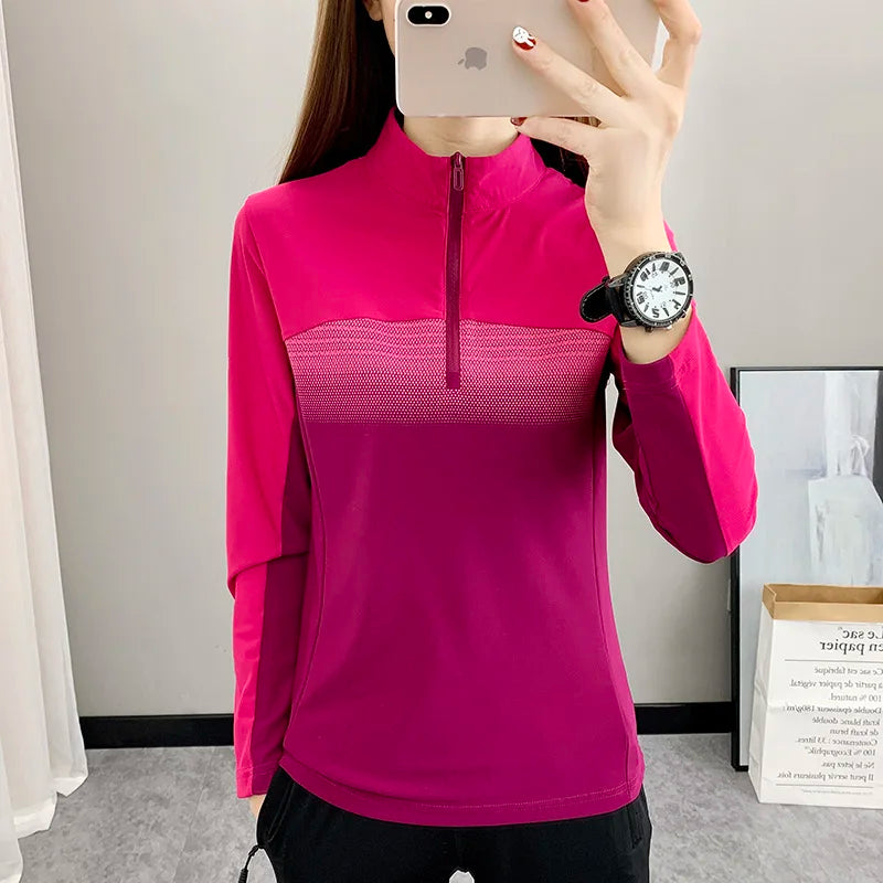 Women Play High Speed T-shirt Collar are Fast Drying Sport Long-sleeved Ice Run Clothing Breathable Mountaineering Wear Abso himalipasal