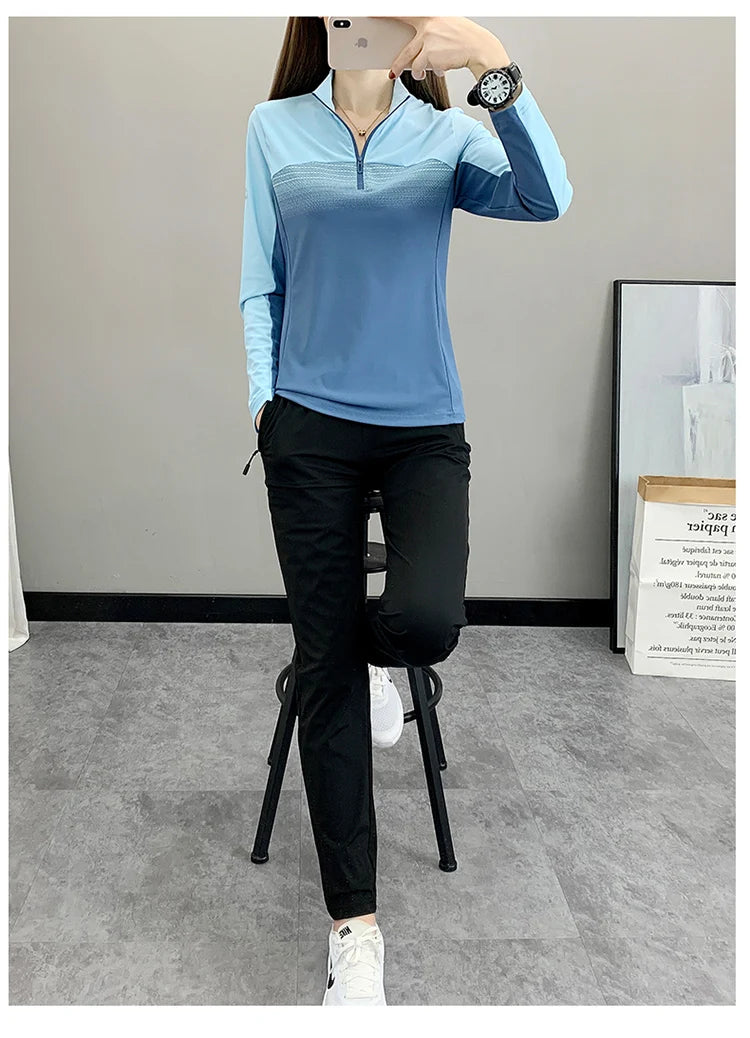 Women Play High Speed T-shirt Collar are Fast Drying Sport Long-sleeved Ice Run Clothing Breathable Mountaineering Wear Abso himalipasal