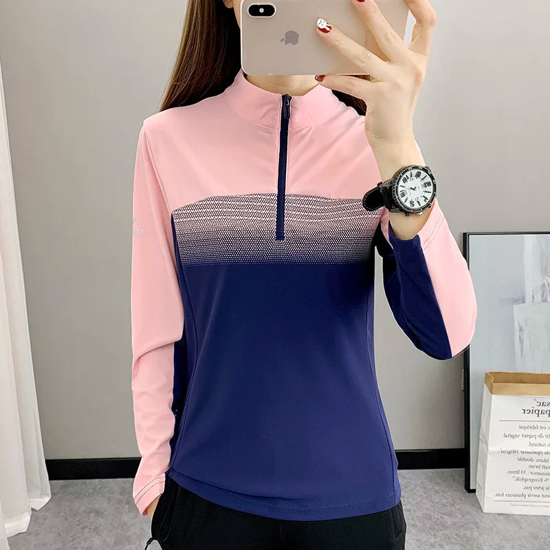 Women Play High Speed T-shirt Collar are Fast Drying Sport Long-sleeved Ice Run Clothing Breathable Mountaineering Wear Abso himalipasal