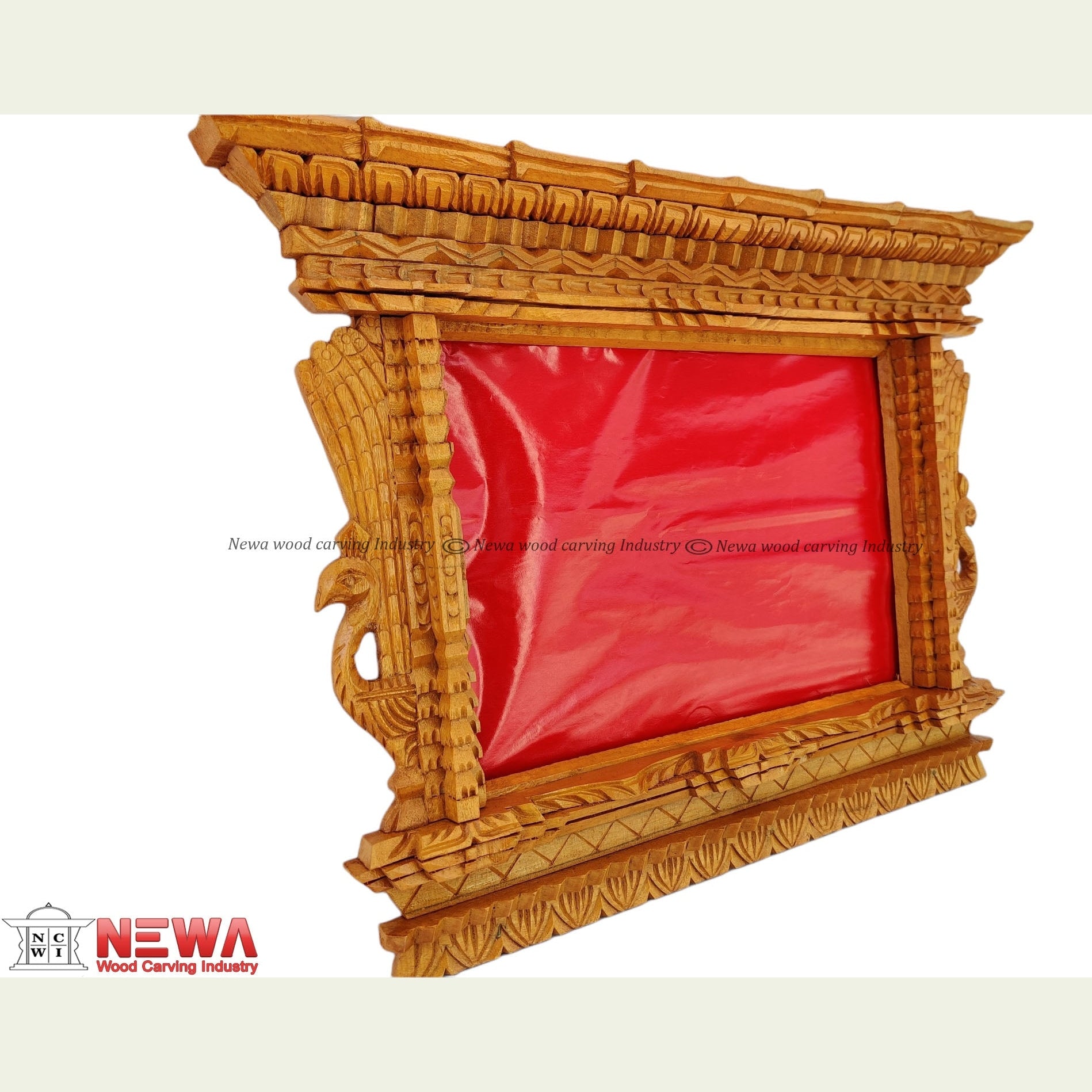 Wood Color Side Peacock Carved Photo Frame himalipasal