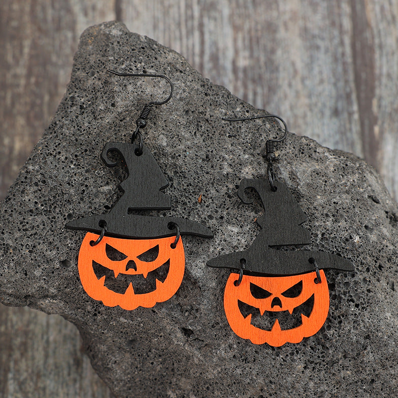 Wooden Pumpkin Shape Earrings himalipasal