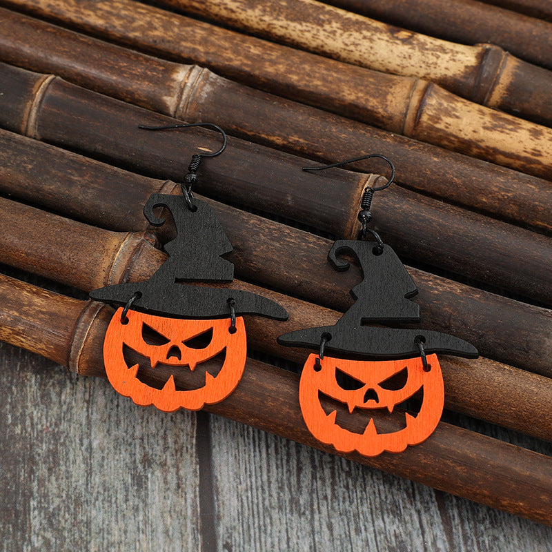 Wooden Pumpkin Shape Earrings himalipasal