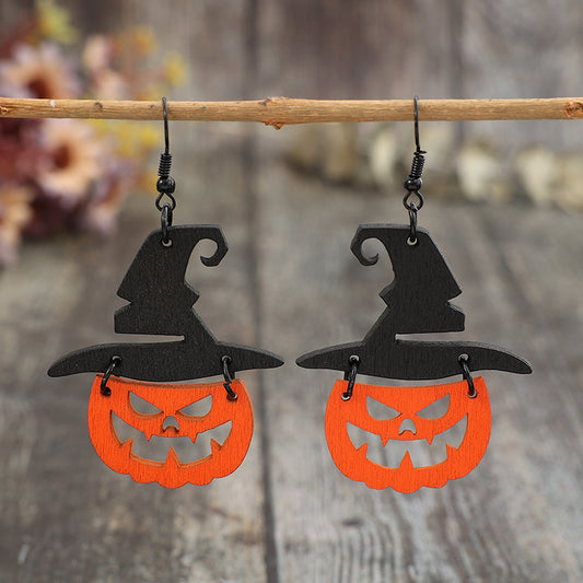 Wooden Pumpkin Shape Earrings himalipasal