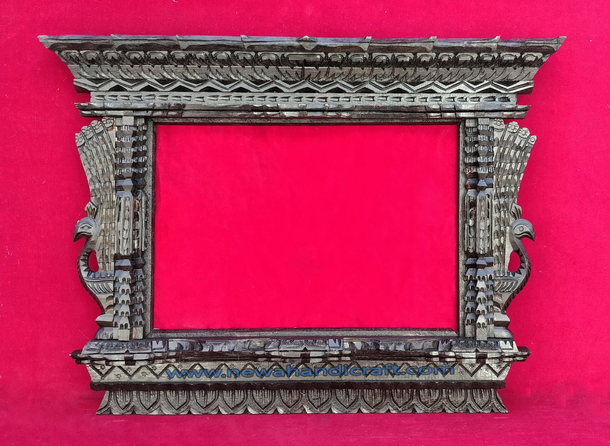 Wooden Side Peacock Carved Photo Frame himalipasal