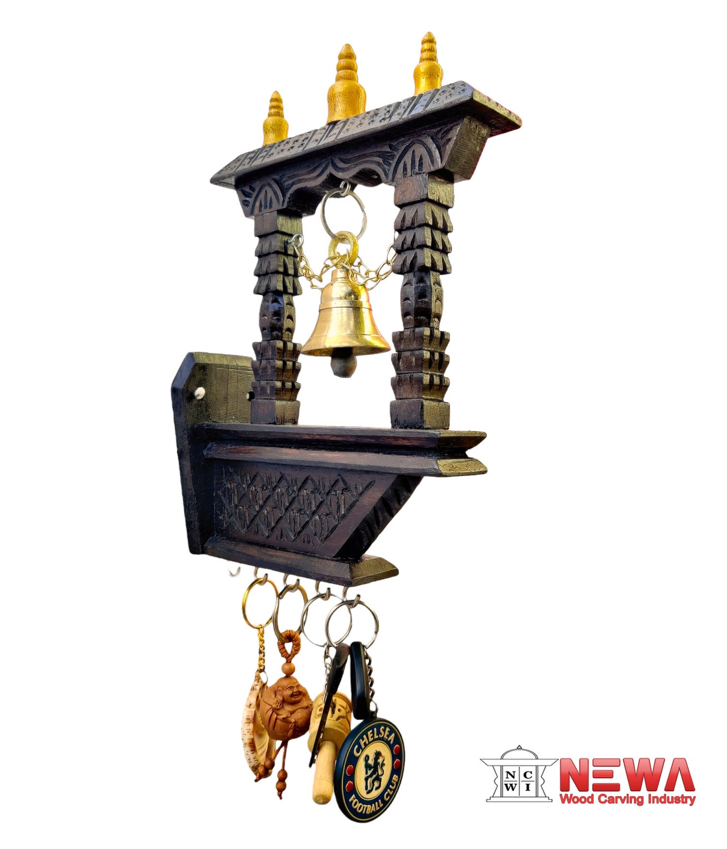 Wooden Wall Bell Traditional Keyring / Key Holder/ Wall Mount/ Wall Decor himalipasal