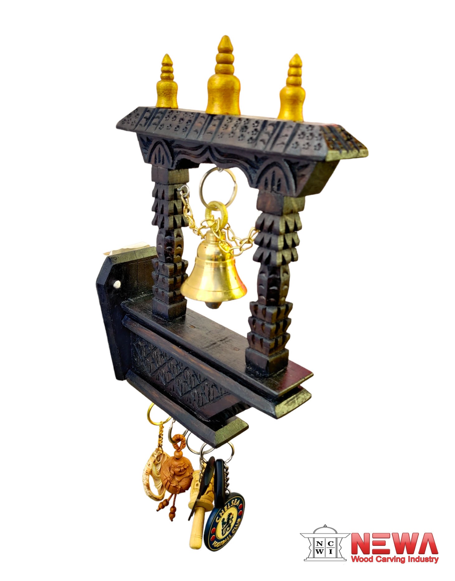 Wooden Wall Bell Traditional Keyring / Key Holder/ Wall Mount/ Wall Decor himalipasal