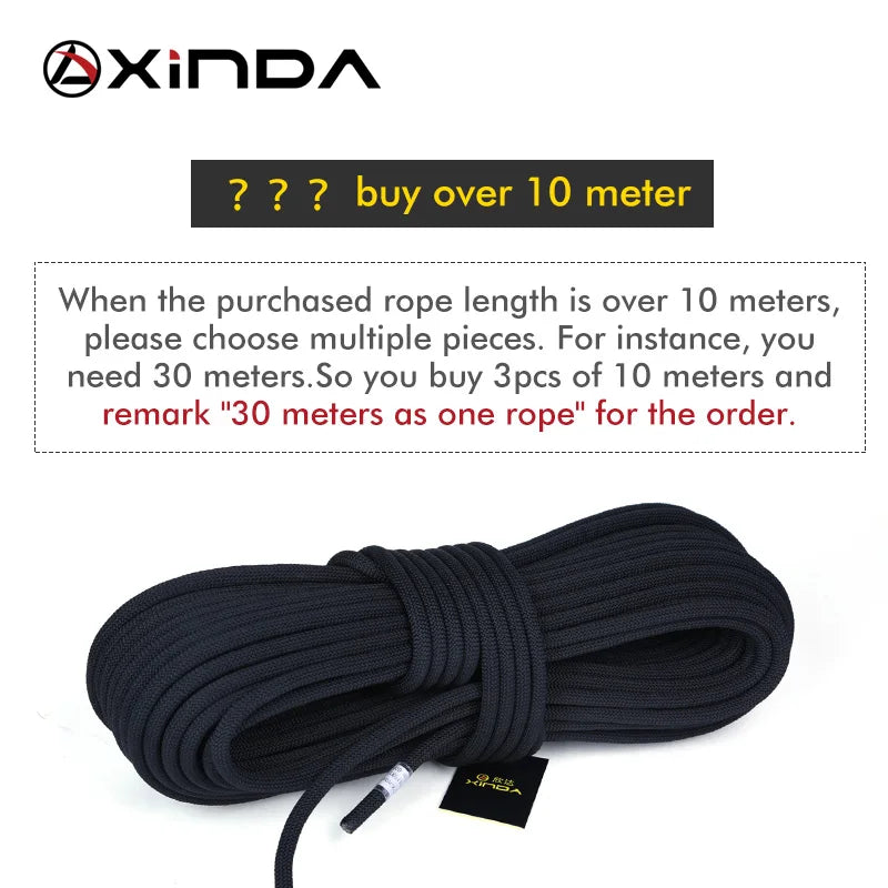 XINDA 12mm Rock Climbing Rope 12mm Static Rope diameter High Strength Lanyard Safety Climb Camping Equipment Survival himalipasal