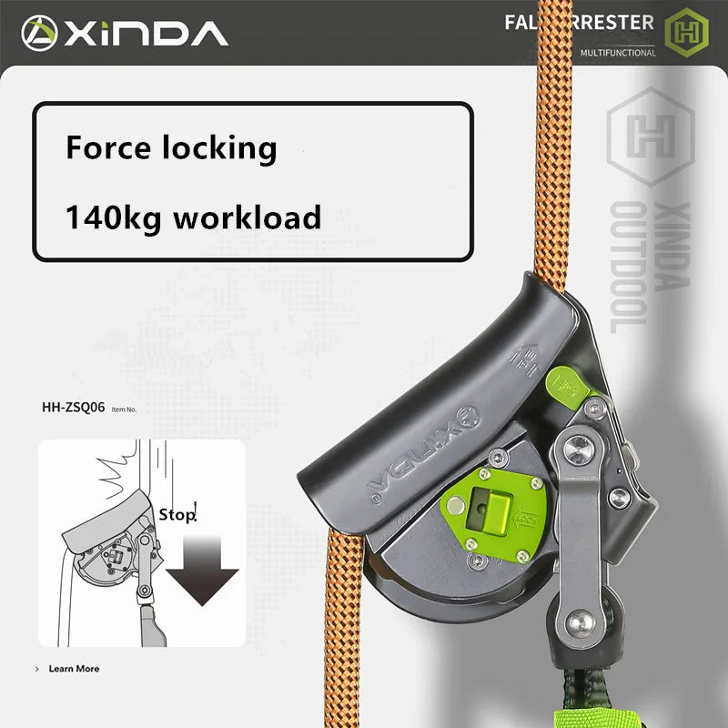 Xinda Fall Arrester Device Rock Climbing High-Altitude Operation Speed Descent Anti Fall Protector Rope Buffer Bag himalipasal