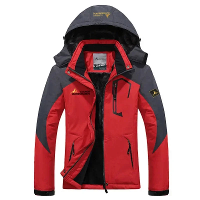 Youth Men Cotton Jacket Outdoor Lining Wool Lining Thickened Windproof Warm Mountaineering Hooded Jacket Cold Resistant Ski Coat himalipasal