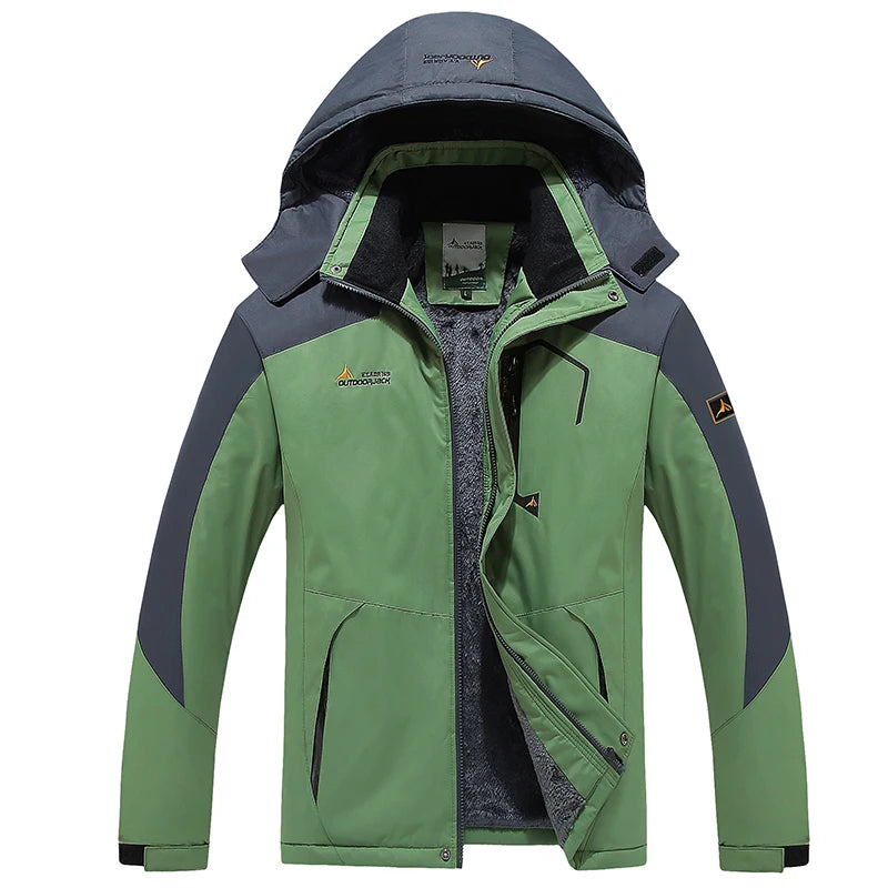 Youth Men Cotton Jacket Outdoor Lining Wool Lining Thickened Windproof Warm Mountaineering Hooded Jacket Cold Resistant Ski Coat himalipasal