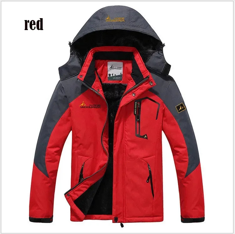 Youth Men Cotton Jacket Outdoor Lining Wool Lining Thickened Windproof Warm Mountaineering Hooded Jacket Cold Resistant Ski Coat himalipasal