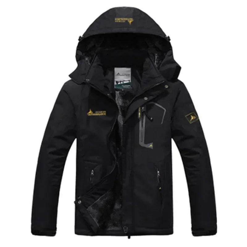 Youth Men Cotton Jacket Outdoor Lining Wool Lining Thickened Windproof Warm Mountaineering Hooded Jacket Cold Resistant Ski Coat himalipasal