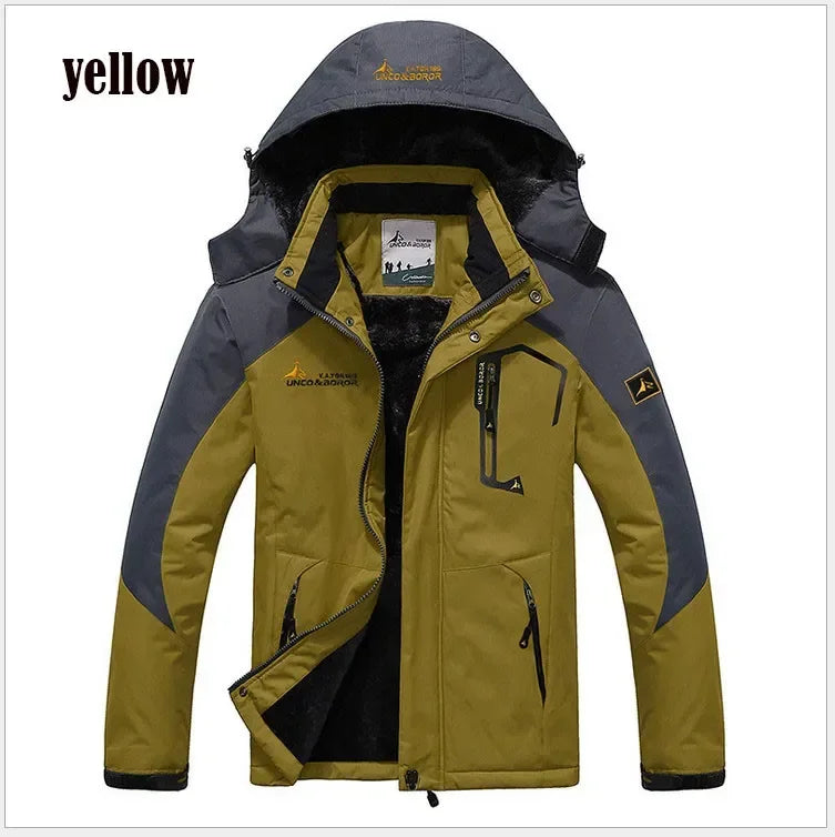 Youth Men Cotton Jacket Outdoor Lining Wool Lining Thickened Windproof Warm Mountaineering Hooded Jacket Cold Resistant Ski Coat himalipasal