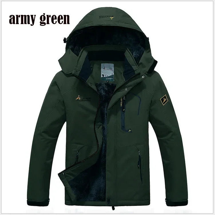 Youth Men Cotton Jacket Outdoor Lining Wool Lining Thickened Windproof Warm Mountaineering Hooded Jacket Cold Resistant Ski Coat himalipasal