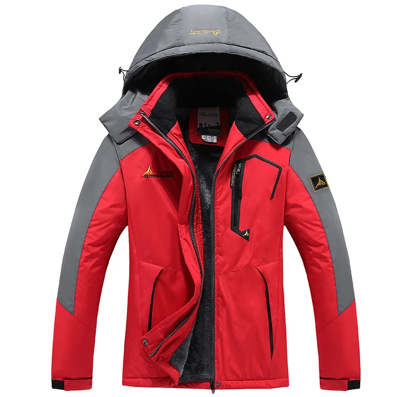 Youth Men Cotton Jacket Outdoor Lining Wool Lining Thickened Windproof Warm Mountaineering Hooded Jacket Cold Resistant Ski Coat himalipasal