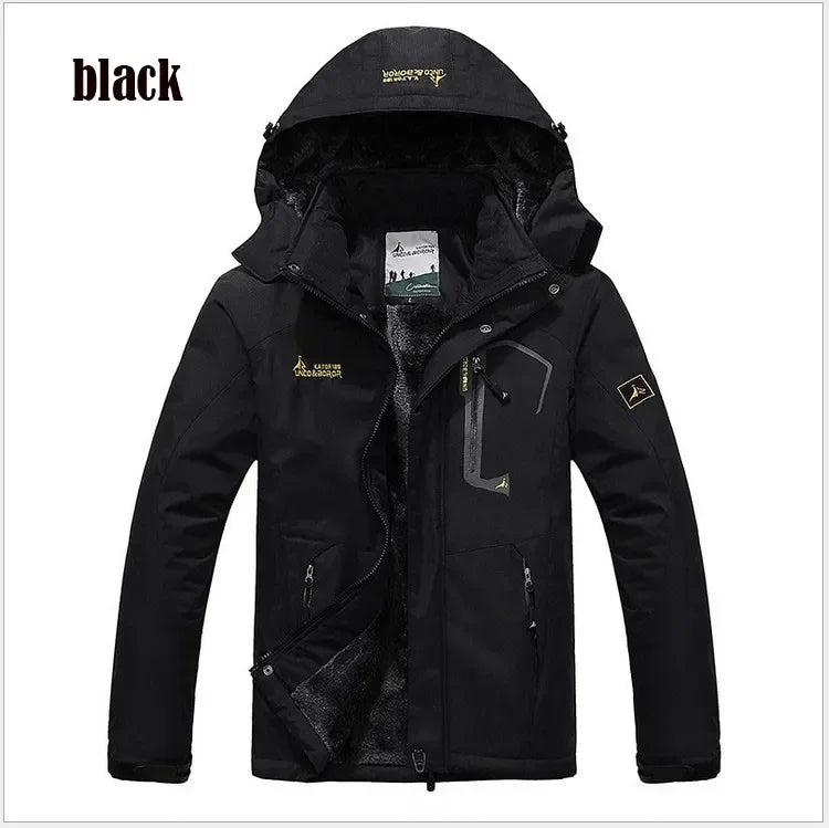 Youth Men Cotton Jacket Outdoor Lining Wool Lining Thickened Windproof Warm Mountaineering Hooded Jacket Cold Resistant Ski Coat himalipasal