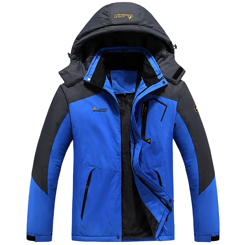 Youth Men Cotton Jacket Outdoor Lining Wool Lining Thickened Windproof Warm Mountaineering Hooded Jacket Cold Resistant Ski Coat himalipasal