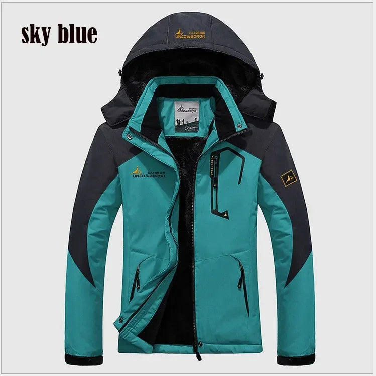 Youth Men Cotton Jacket Outdoor Lining Wool Lining Thickened Windproof Warm Mountaineering Hooded Jacket Cold Resistant Ski Coat himalipasal