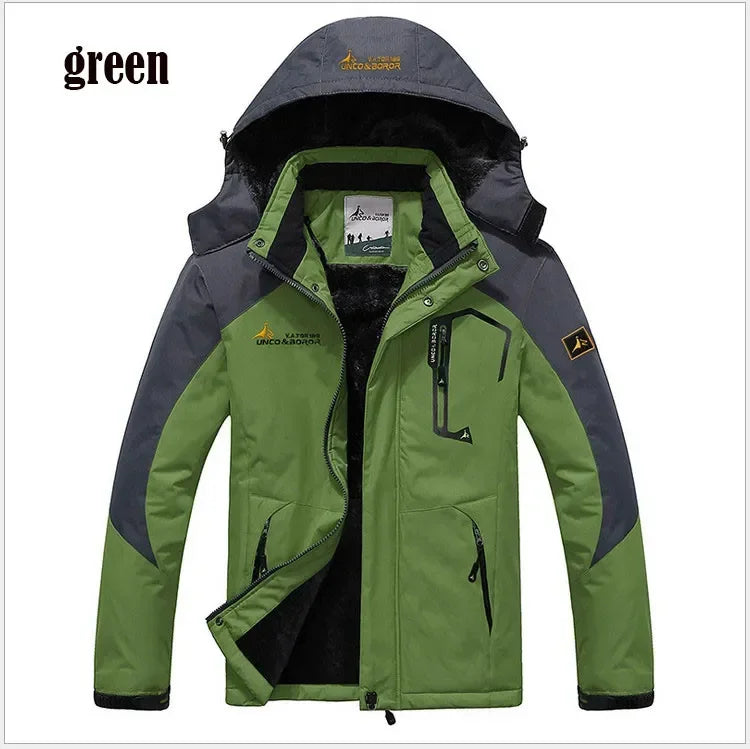 Youth Men Cotton Jacket Outdoor Lining Wool Lining Thickened Windproof Warm Mountaineering Hooded Jacket Cold Resistant Ski Coat himalipasal