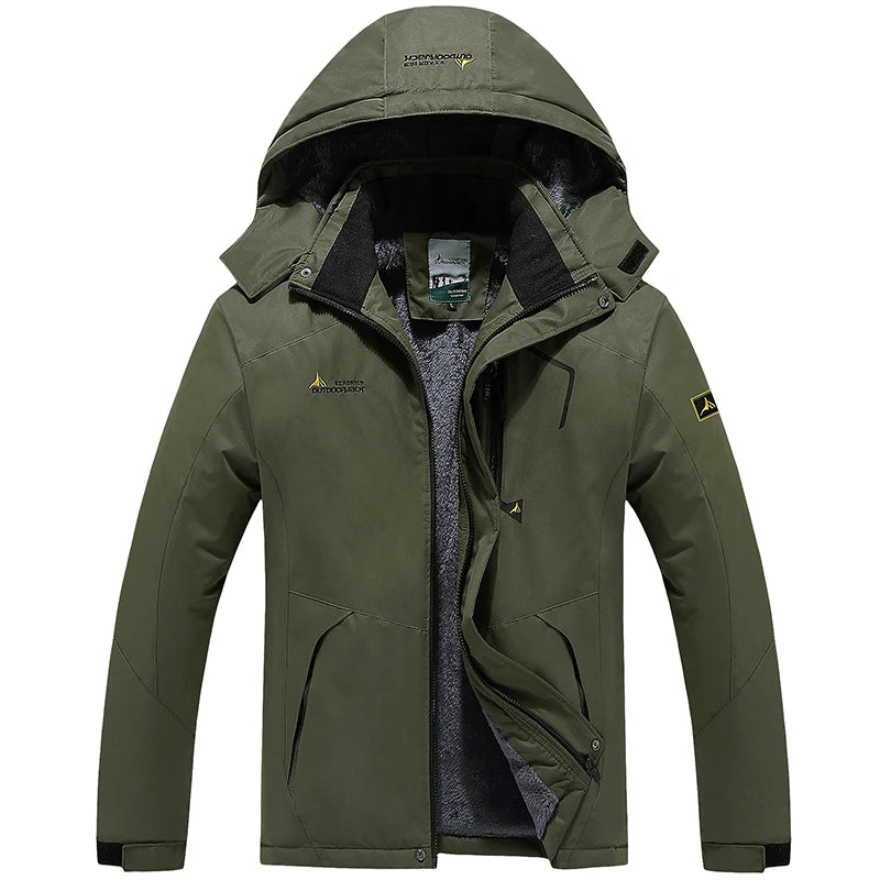 Youth Men Cotton Jacket Outdoor Lining Wool Lining Thickened Windproof Warm Mountaineering Hooded Jacket Cold Resistant Ski Coat himalipasal