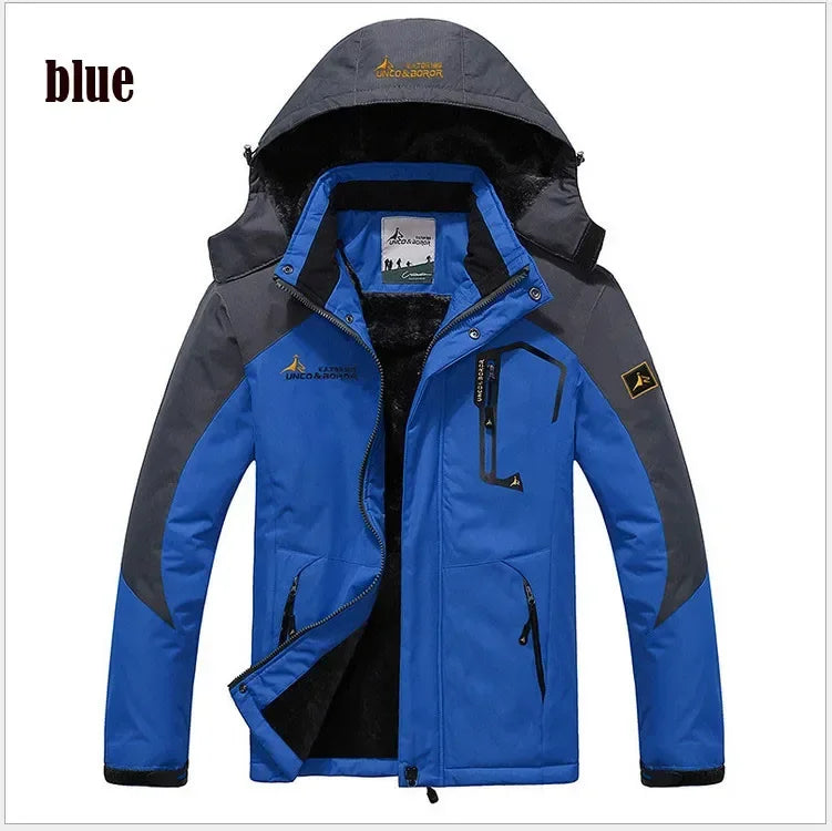 Youth Men Cotton Jacket Outdoor Lining Wool Lining Thickened Windproof Warm Mountaineering Hooded Jacket Cold Resistant Ski Coat himalipasal