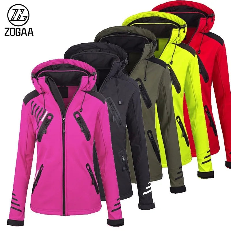 ZOGAA Women's Waterproof Jacket Outdoor Mountaineering Zipper Jacket Sports Softshell Jackets himalipasal