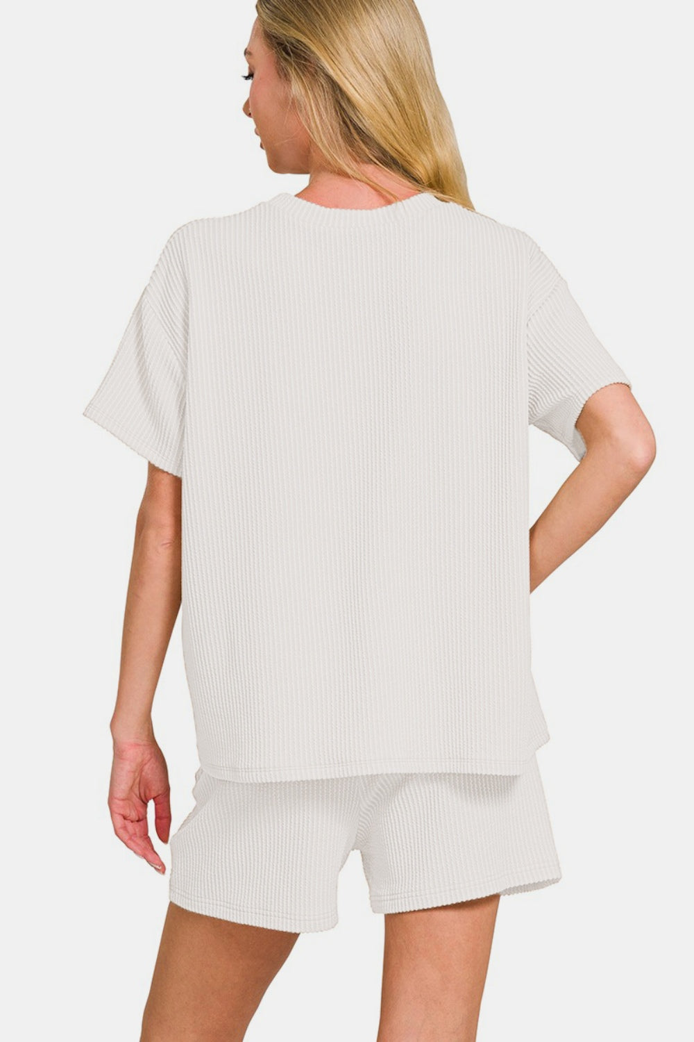 Zenana Rib Short Sleeve T-Shirt and Shorts Set himalipasal