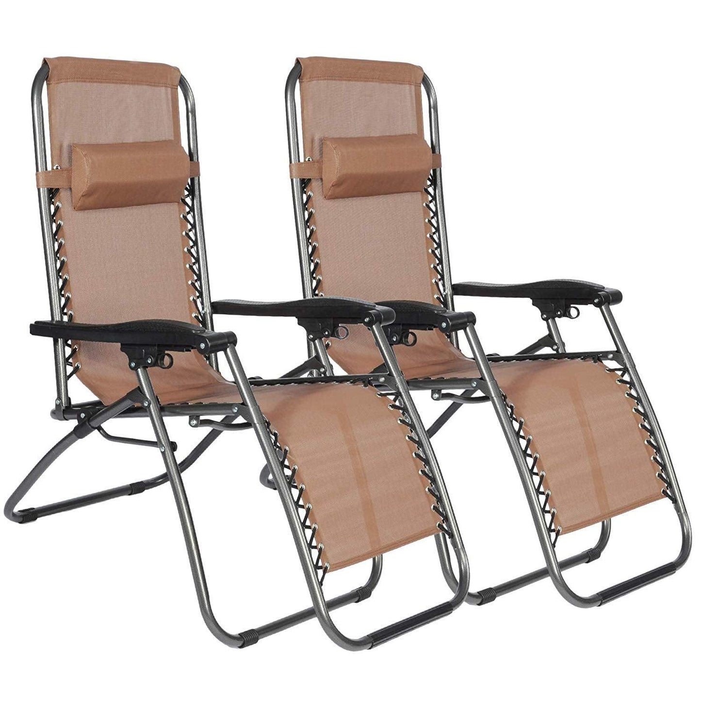 Zero Gravity Reclining Lounge Patio Chairs, 2PC, Brown himalipasal