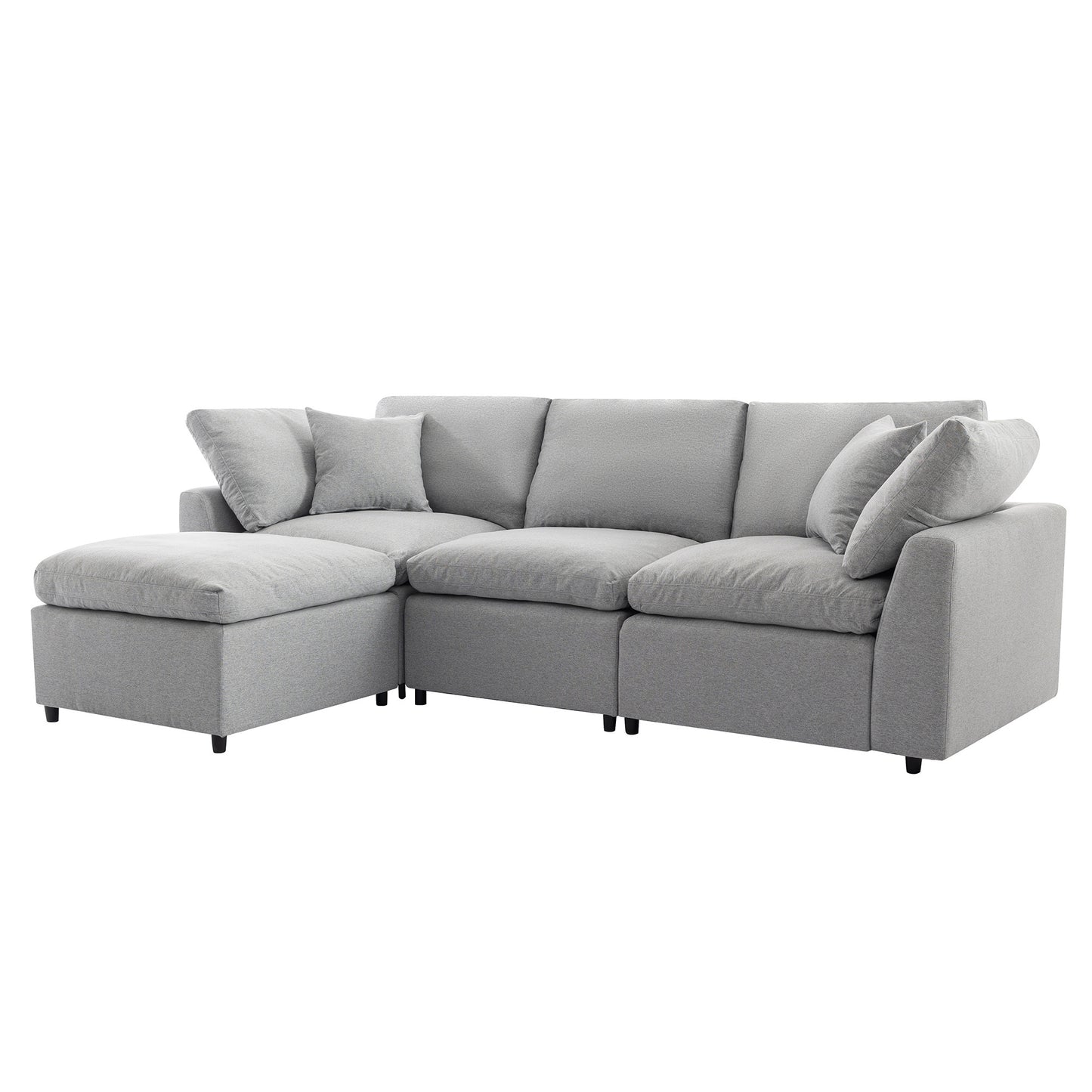 [ Video Provided]U_STYLE Down Filled Upholstery Convertible Sectional Sofa, L Shaped Couch with Reversible Chaise