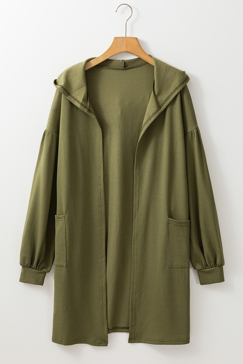 Guacamole Green Side Split Knit Hooded Cardigan