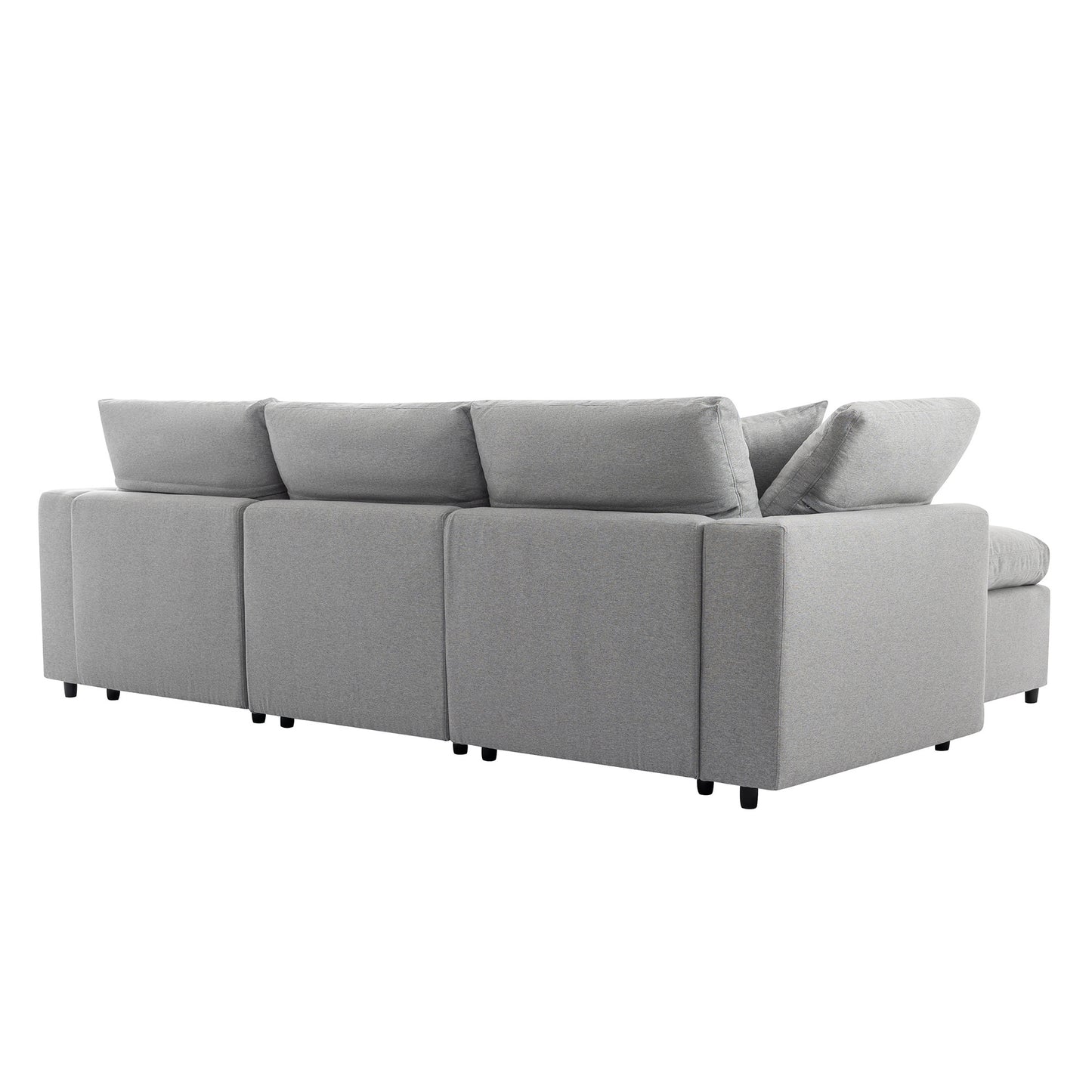 [ Video Provided]U_STYLE Down Filled Upholstery Convertible Sectional Sofa, L Shaped Couch with Reversible Chaise