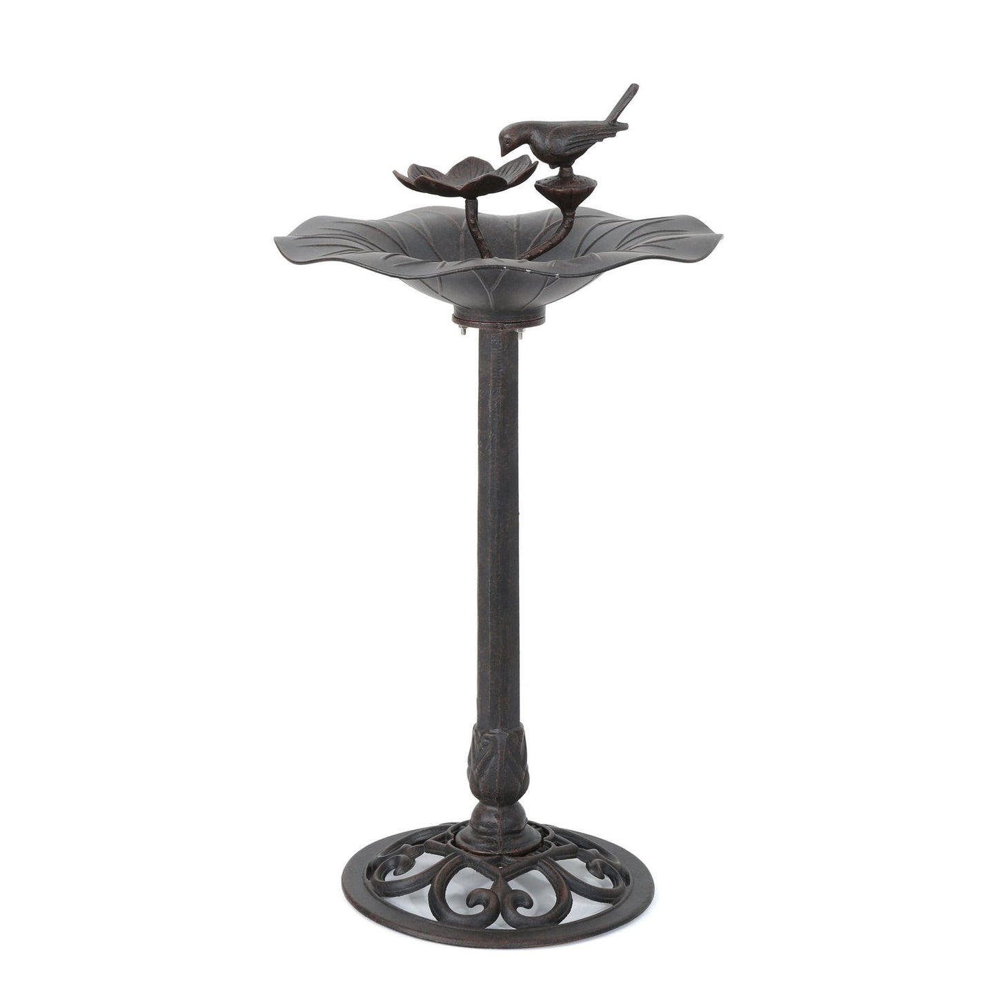 e Lancaster Outdoor Aluminum and Iron Top Bird Bath with Iron Base, Bronze himalipasal