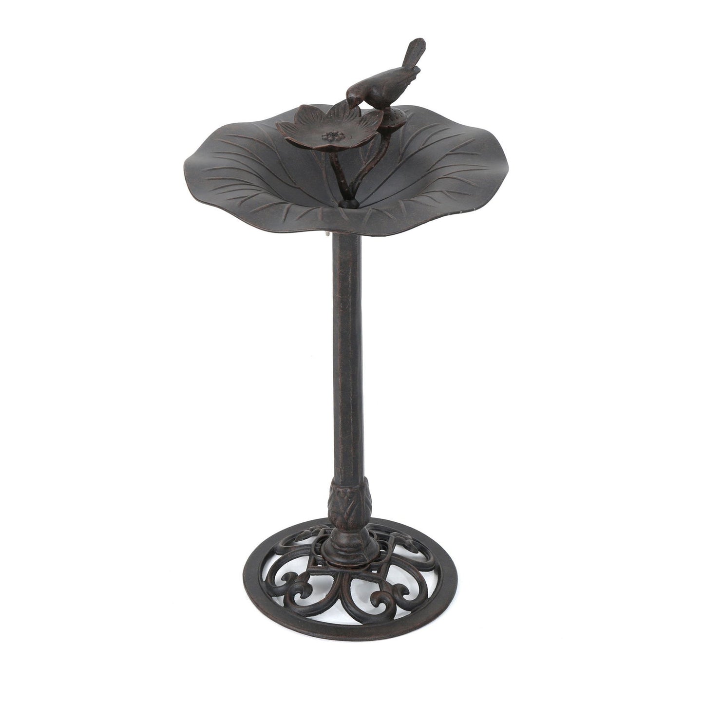 e Lancaster Outdoor Aluminum and Iron Top Bird Bath with Iron Base, Bronze himalipasal