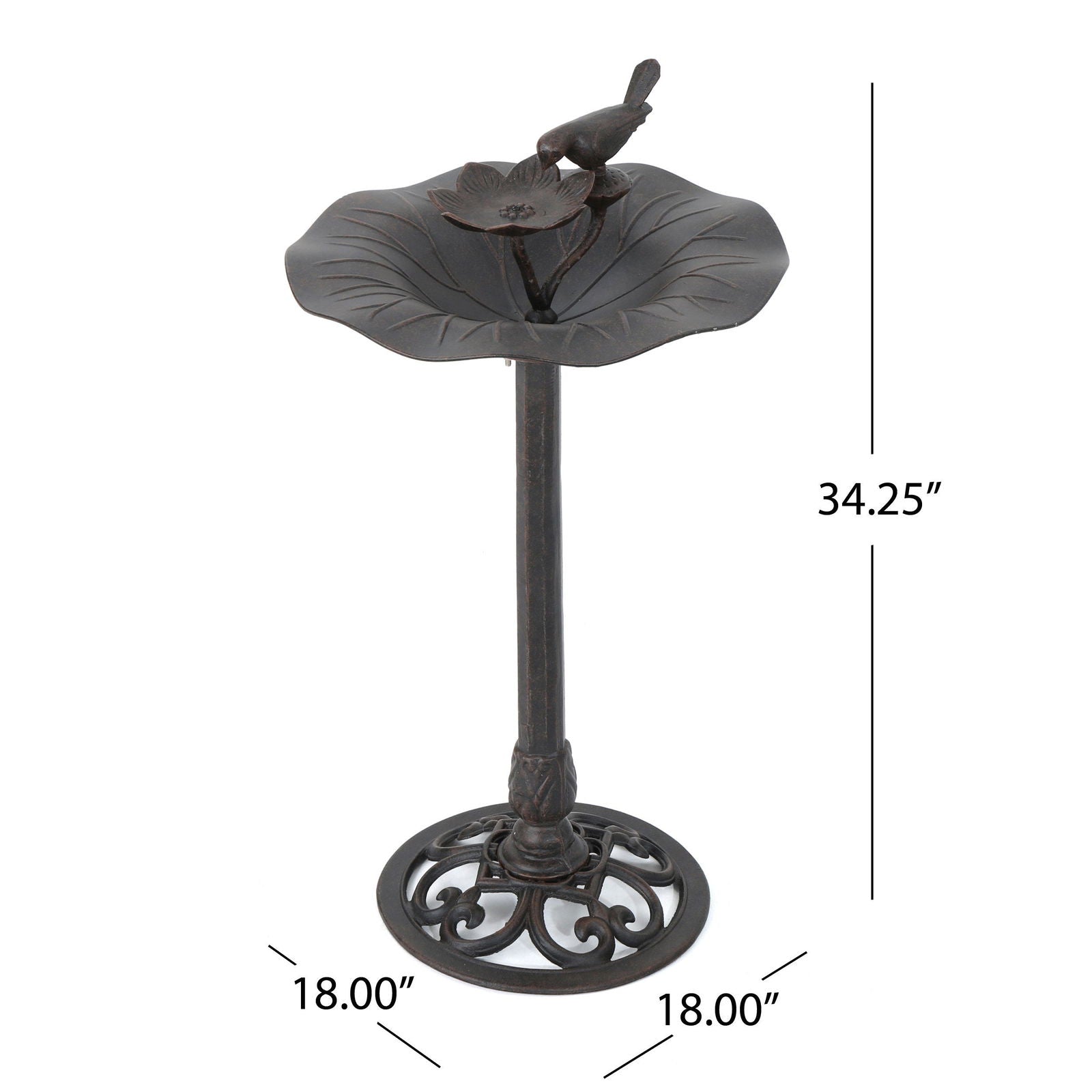 e Lancaster Outdoor Aluminum and Iron Top Bird Bath with Iron Base, Bronze himalipasal