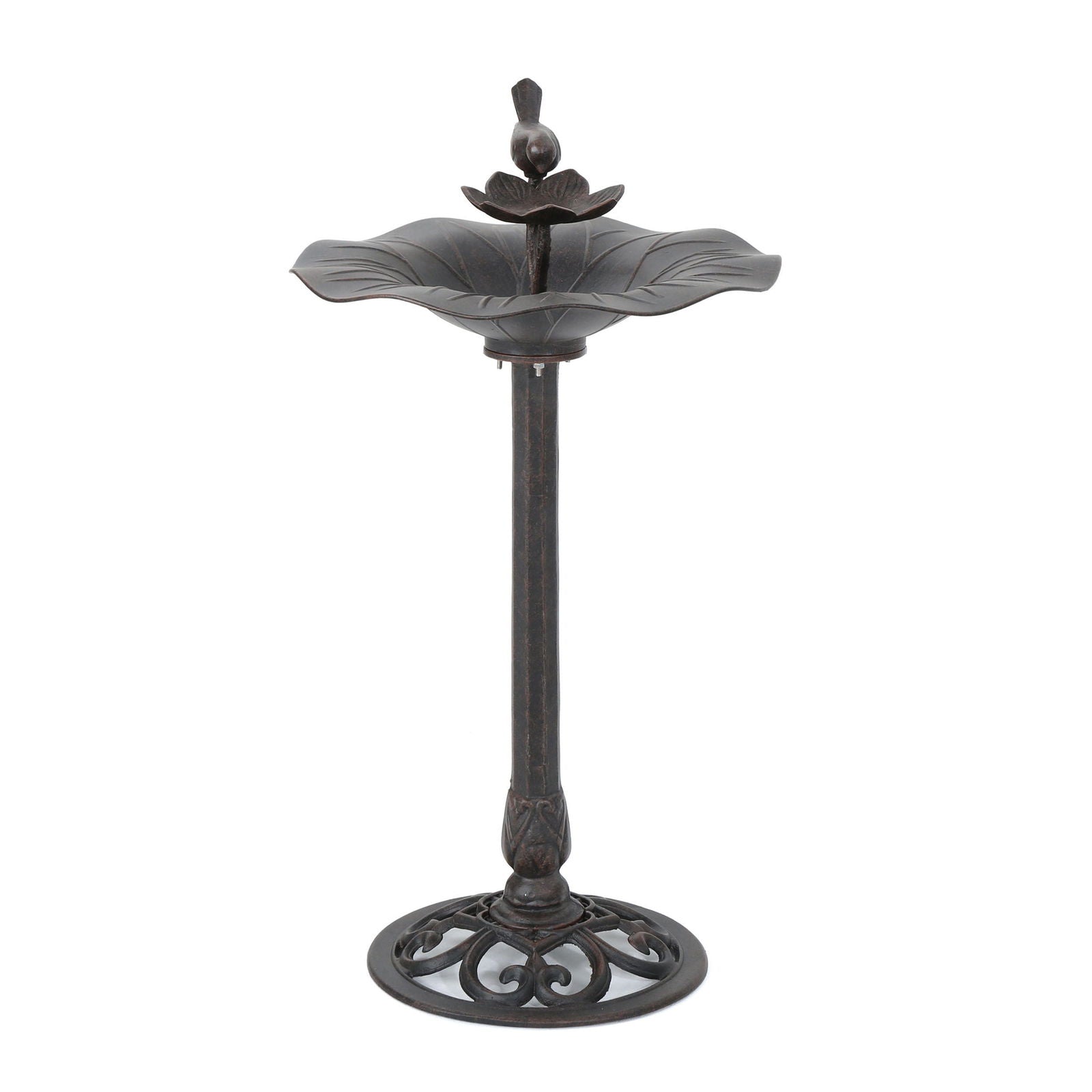 e Lancaster Outdoor Aluminum and Iron Top Bird Bath with Iron Base, Bronze himalipasal