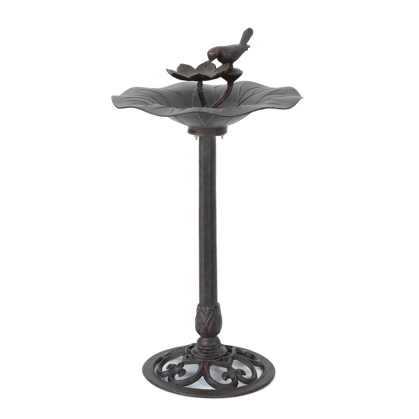 e Lancaster Outdoor Aluminum and Iron Top Bird Bath with Iron Base, Bronze himalipasal