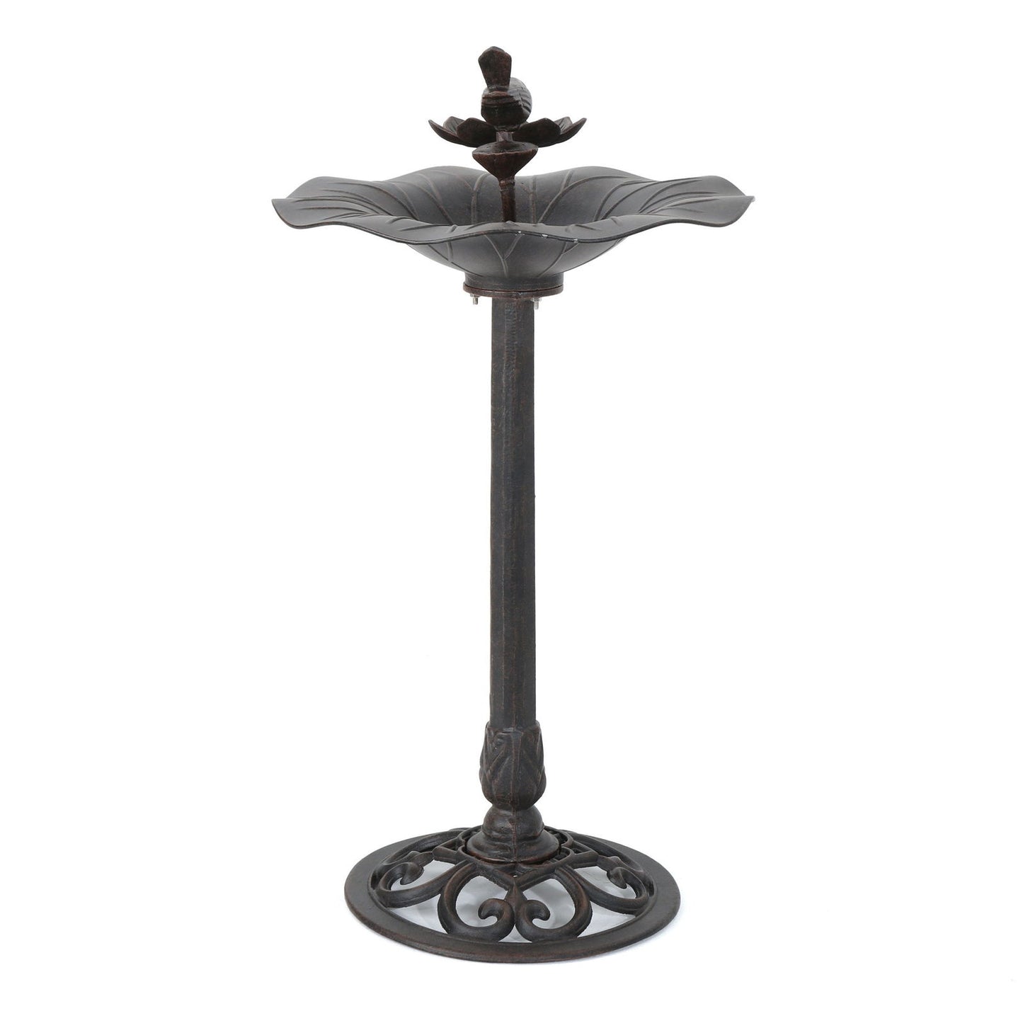 e Lancaster Outdoor Aluminum and Iron Top Bird Bath with Iron Base, Bronze himalipasal